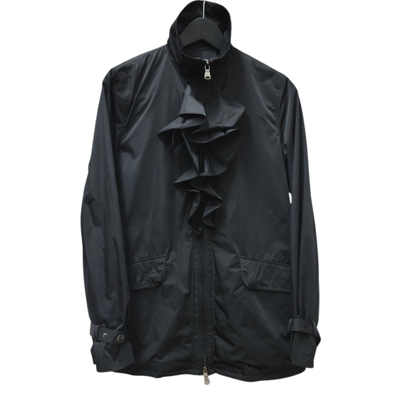 Lauren Ralph Lauren Women's Full-Zip Ruffled Spring Black Light Jacket Medium - Picture 3 of 10